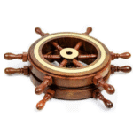 Classic Wooden Ship's Wheel with Brass Accents - Nautical Wall Decor