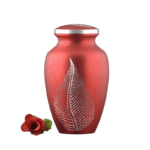 Aluminium Cremation Urn - Red Leaf Design