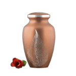 Aluminium Cremation Urn - Brown Leaf Design