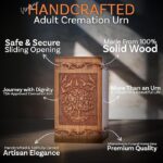 Handcarved Wooden Cremation Urn for Human Ashes | Elegant Design - Image 4