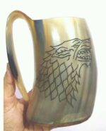 WOLF CARVED HORN MUG 6” INCH - Image 2