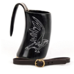 EAGLE CARVED HORN MUG 6” INCH