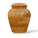 Handcarved Wooden Cremation Urn with Turquoise Inlay | Decorative Urn