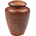 Solid Handcarved Wooden Cremation Urn with Turquoise Inlay