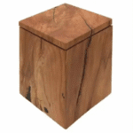 Classic Box Handcarved Wooden Cremation Urn with Turquoise Inlay