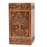 Handcarved Wooden Cremation Urn for Human Ashes Tree Design