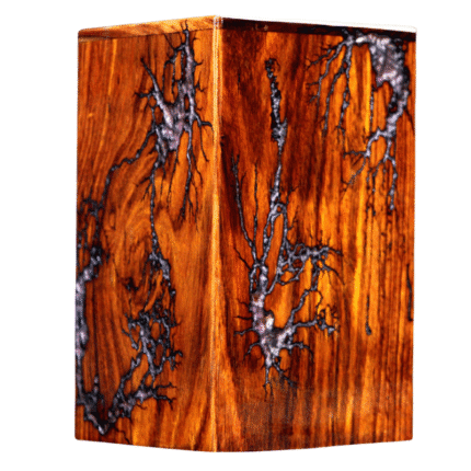 Very Classic Handcarved Wooden Cremation Urn with Turquoise Inlay