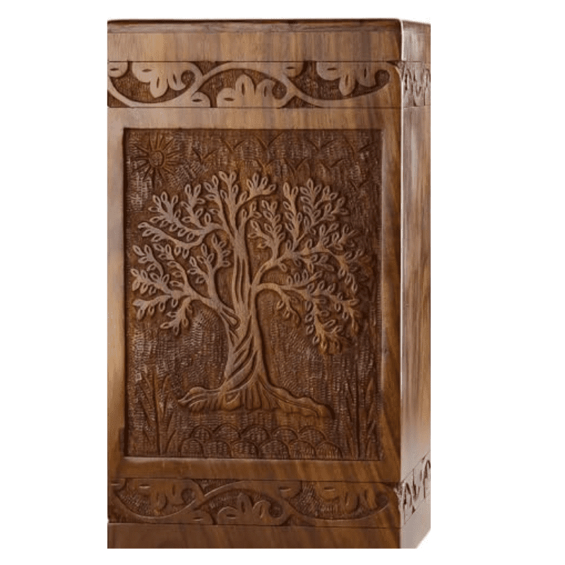 Untitled design - 2025-10-14T231345.810 Handcarved Wooden Cremation Urn for Human Ashes | Elegant Design - Image 1