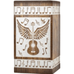 Handcarved Wooden Cremation Urn for Human Ashes Instrument Design
