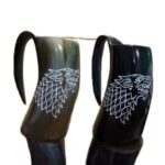 WOLF CARVED HORN MUG 6” INCH - Image 3